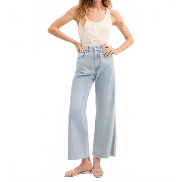 NEW VERONICA BEARD taylor cropped high rise wide leg jean...